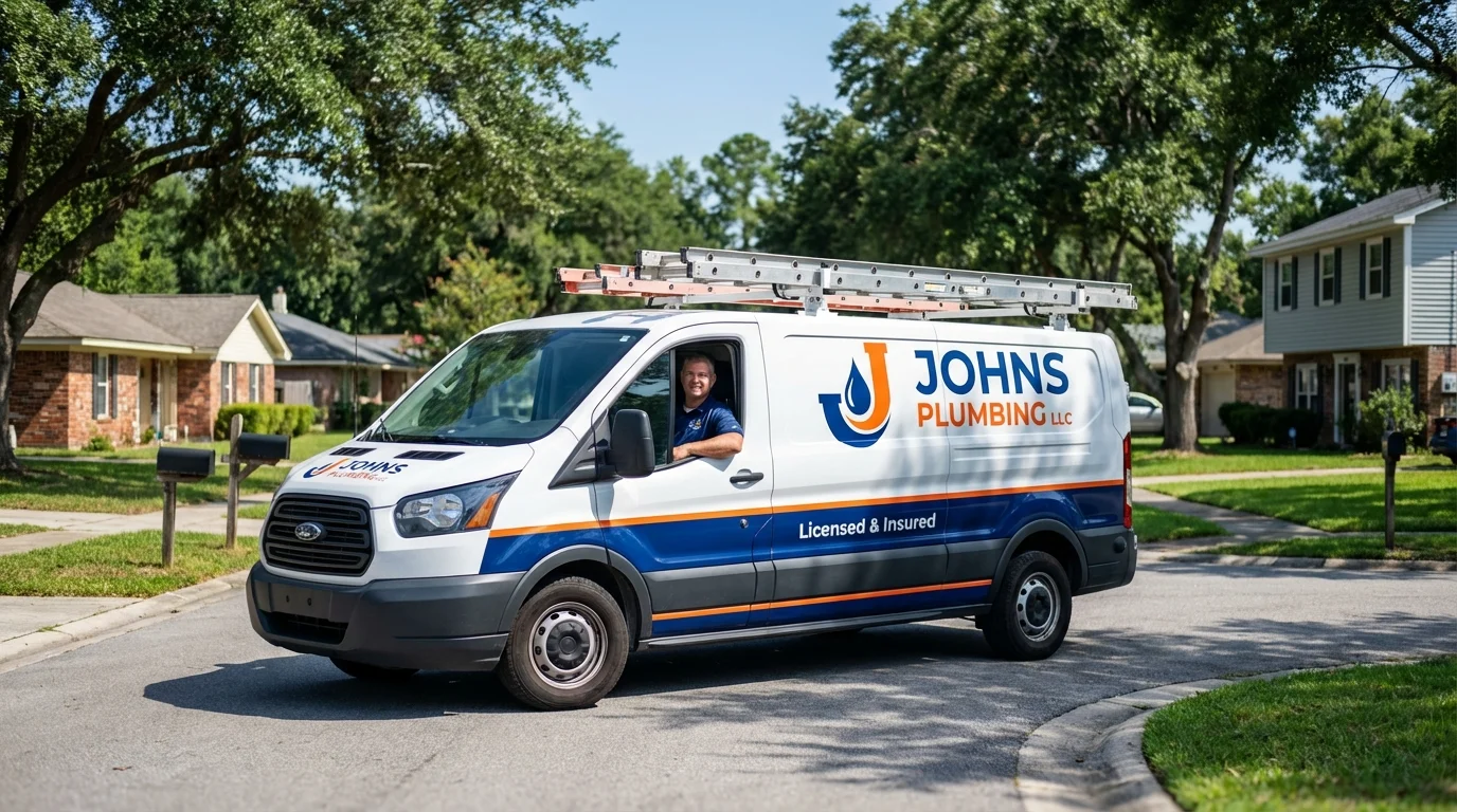 Johns Plumbing LLC service van in Valdese, NC