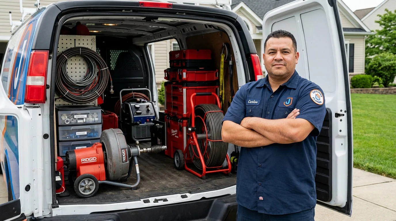 Professional drain cleaning equipment and Johns Plumbing LLC plumber in Valdese