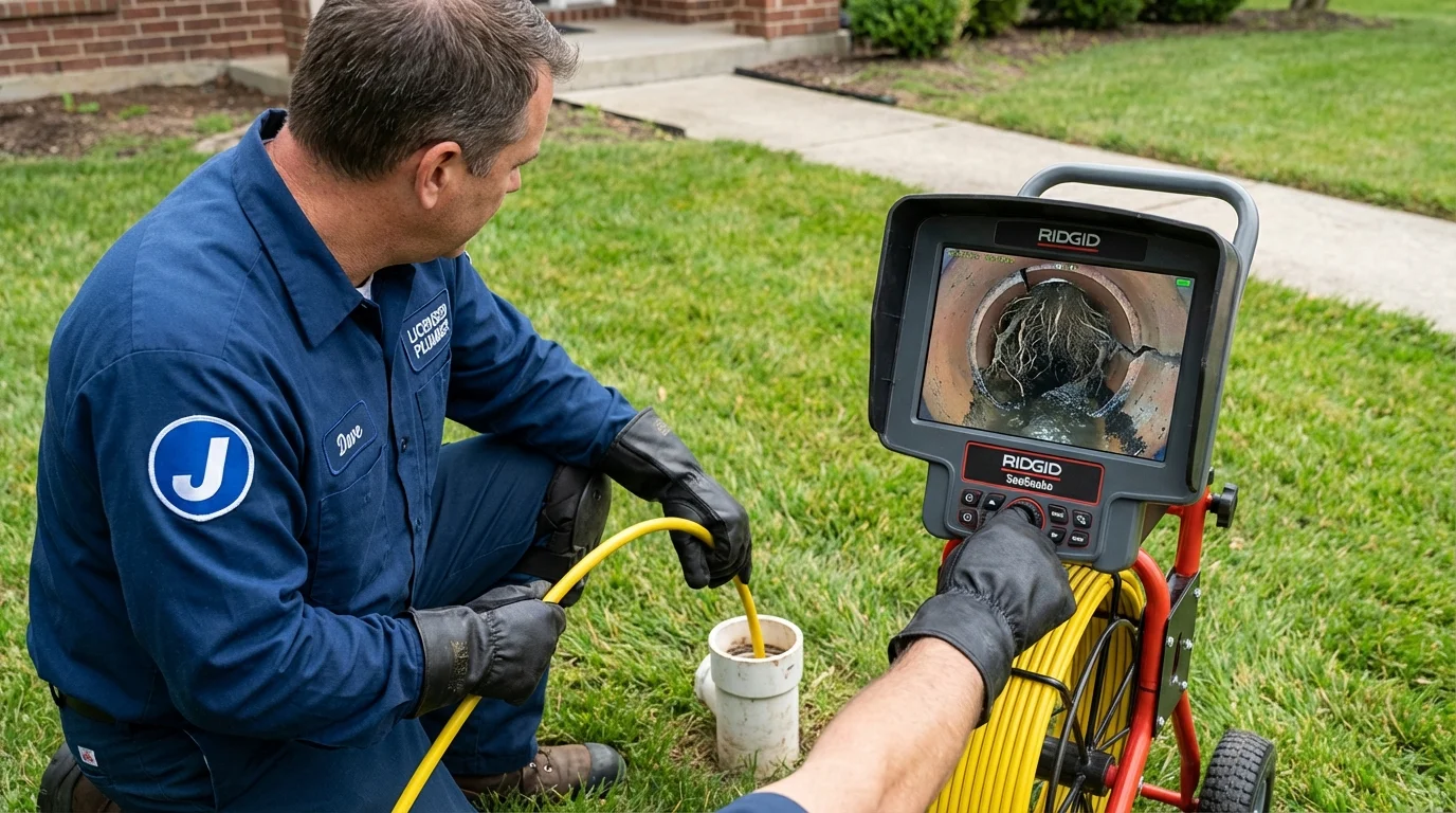 Sewer camera inspection being performed by Johns Plumbing LLC in Valdese